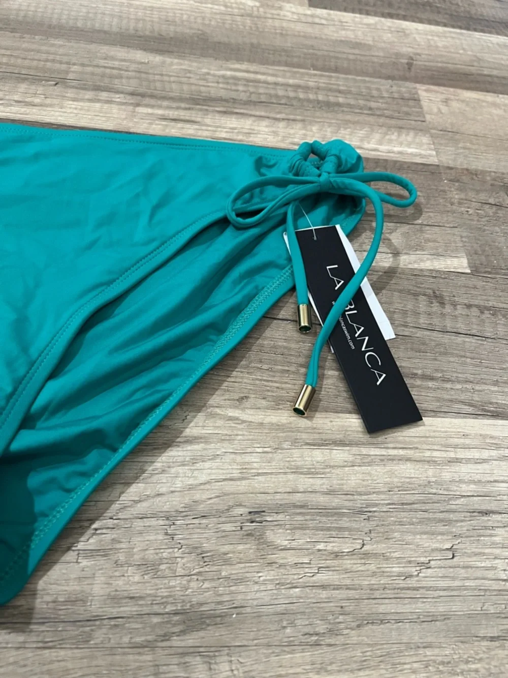 NWT La Blanca Womans Bright Green Island Goddess Side Tie Bikini Bottoms Size 14